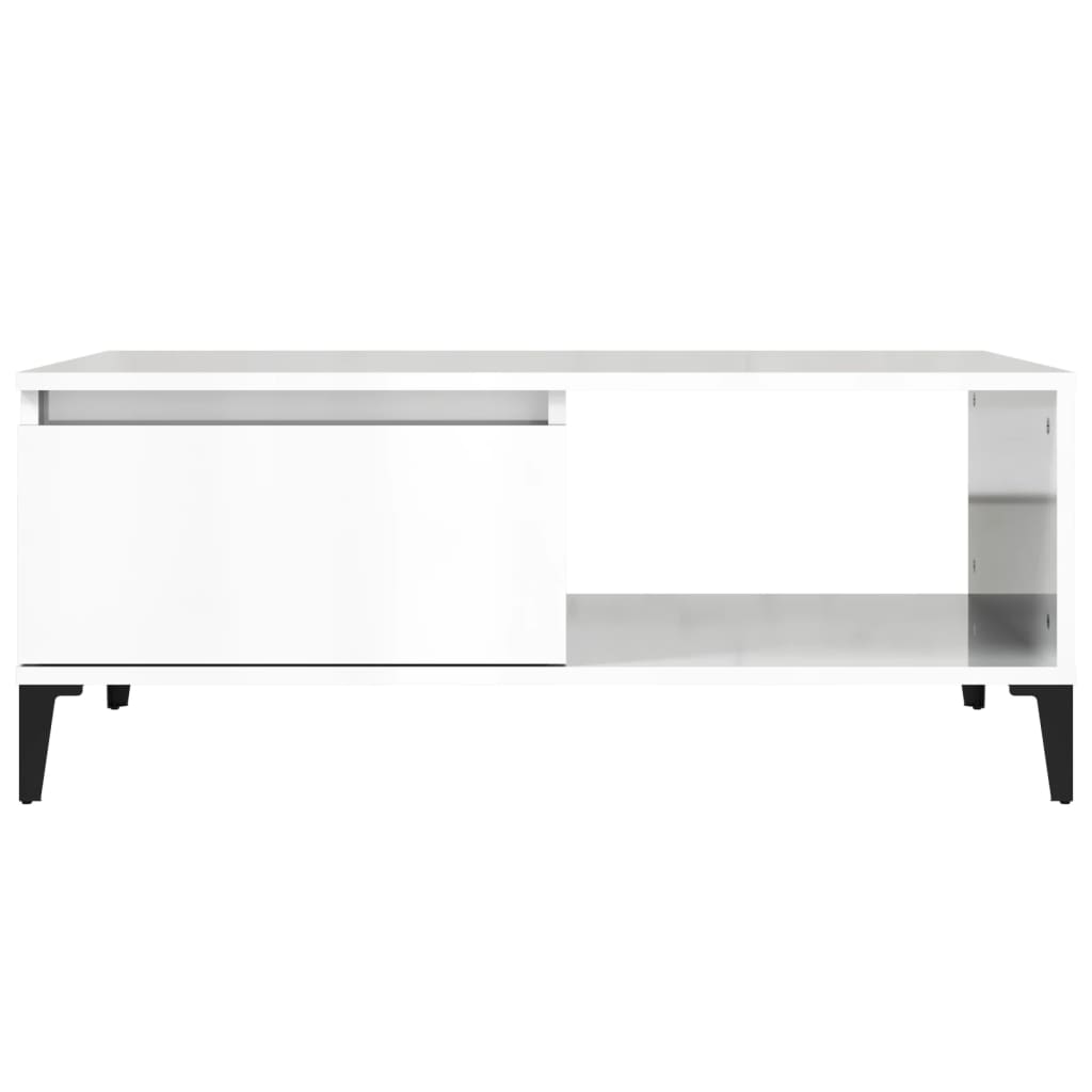 Couchtisch 90x50x36,5 cm verarbeitetes Holz Hochglanz weiß