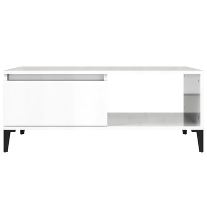 Couchtisch 90x50x36,5 cm verarbeitetes Holz Hochglanz weiß