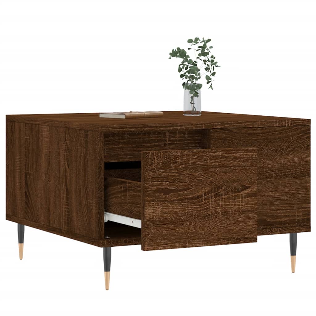 Couchtisch 55x55x36,5 cm verarbeitetes Holz braune Eichenfarbe