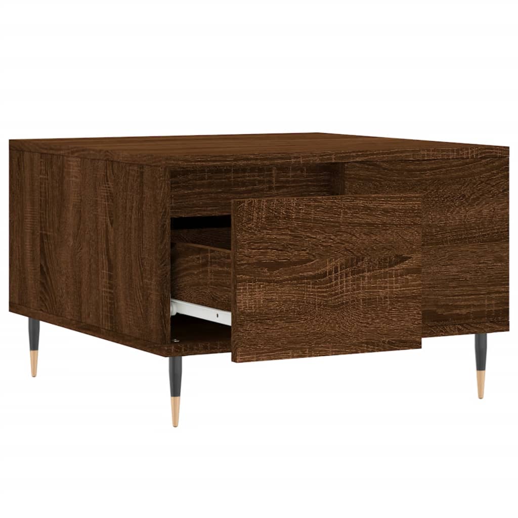 Couchtisch 55x55x36,5 cm verarbeitetes Holz braune Eichenfarbe