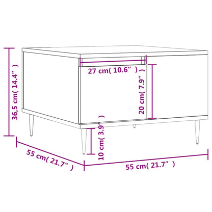 Couchtisch 55x55x36,5 cm verarbeitetes Holz braune Eichenfarbe