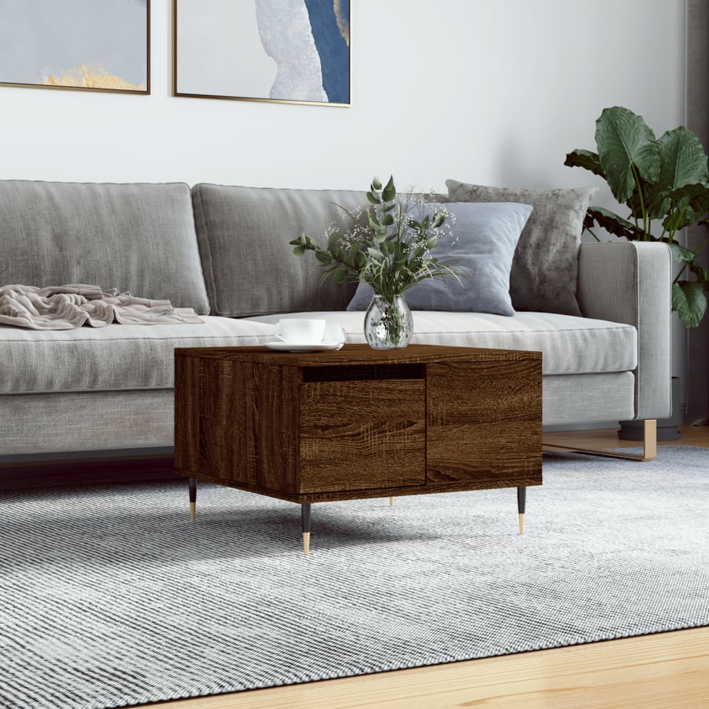Couchtisch 55x55x36,5 cm verarbeitetes Holz braune Eichenfarbe