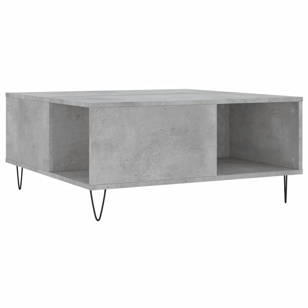 Couchtisch 80x80x36,5 cm verarbeitetes Holz Beton grau