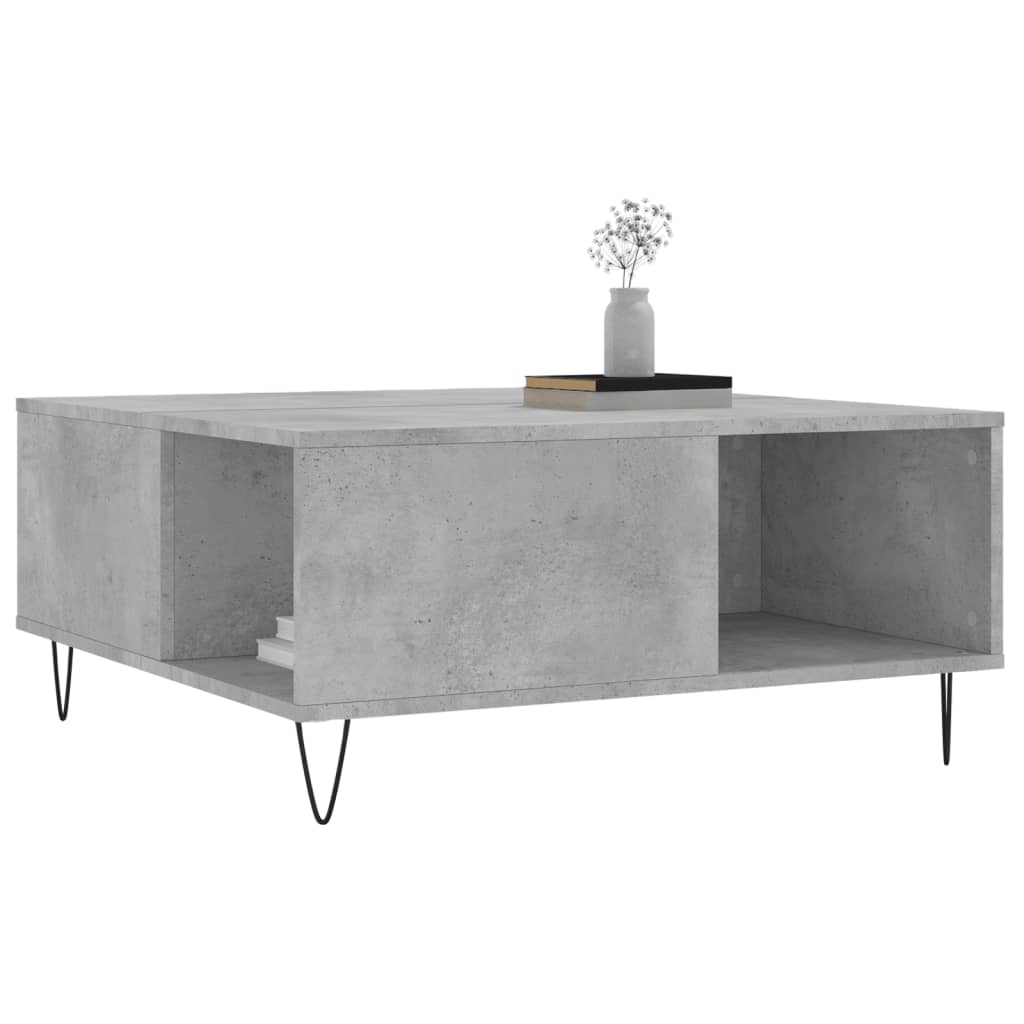 Couchtisch 80x80x36,5 cm verarbeitetes Holz Beton grau