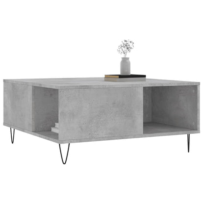 Couchtisch 80x80x36,5 cm verarbeitetes Holz Beton grau