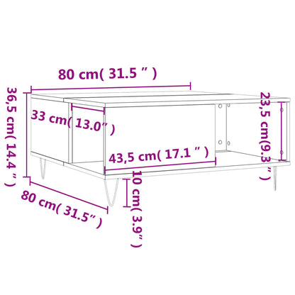 Couchtisch 80x80x36,5 cm verarbeitetes Holz Beton grau