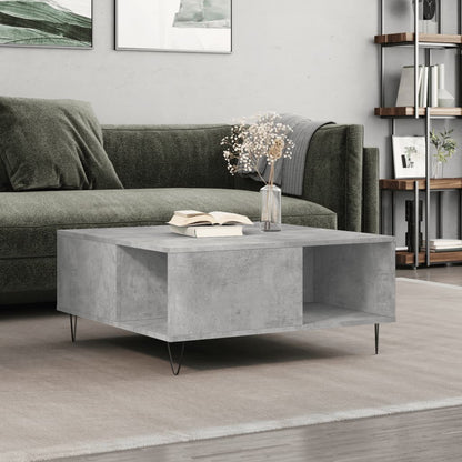 Couchtisch 80x80x36,5 cm verarbeitetes Holz Beton grau
