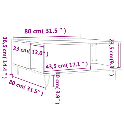Couchtisch 80x80x36,5 cm verarbeitetes Holz braune Eichenfarbe