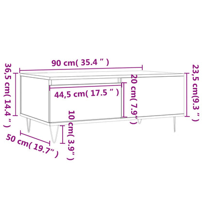 Couchtisch 90x50x36,5 cm verarbeitetes Holz Sonoma Eiche Farbe