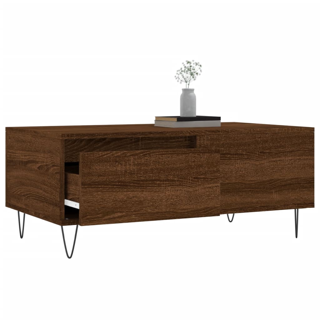 Salontafel 90x50x36,5 cm bewerkt hout bruin eikenkleur