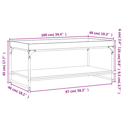 Couchtisch 100x49x45 cm verarbeitetes Holz geräucherte Eichenfarbe