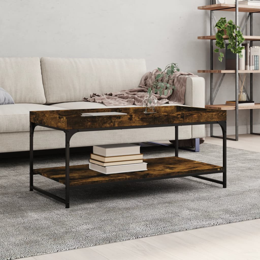 Couchtisch 100x49x45 cm verarbeitetes Holz geräucherte Eichenfarbe