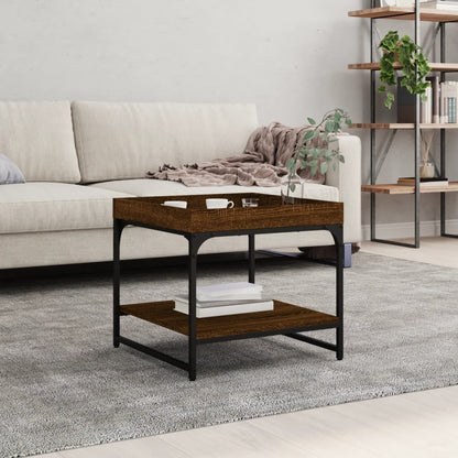 Couchtisch 49,5x49,5x45 cm verarbeitetes Holz braune Eichenfarbe