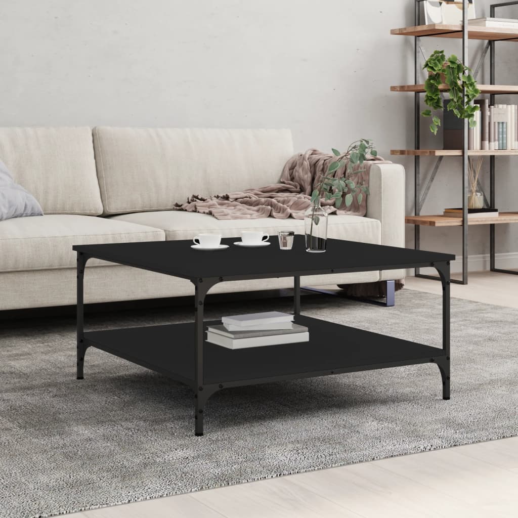 Couchtisch 80x80x40 cm verarbeitetes Holz schwarz
