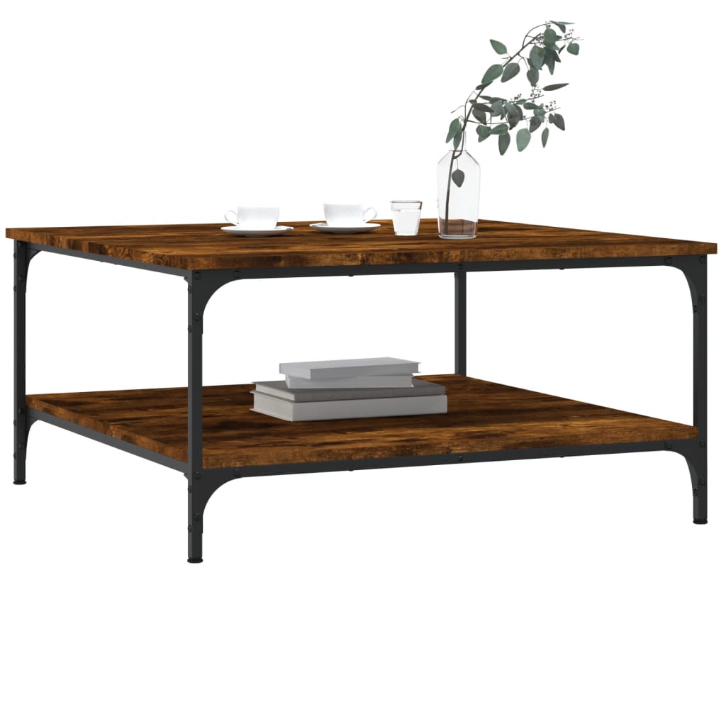 Couchtisch 80x80x40 cm verarbeitetes Holz geräucherte Eichenfarbe