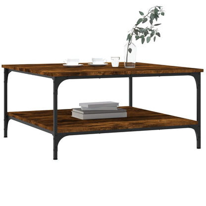 Couchtisch 80x80x40 cm verarbeitetes Holz geräucherte Eichenfarbe