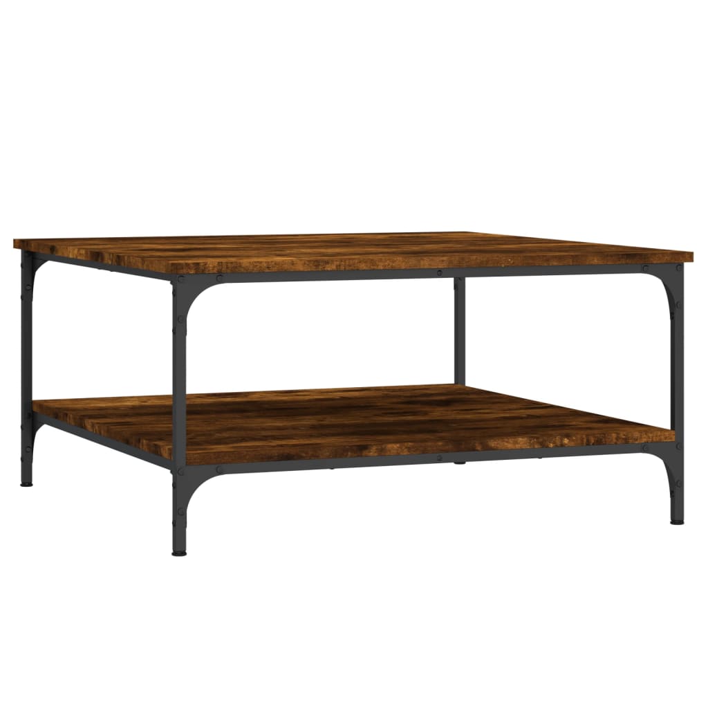 Couchtisch 80x80x40 cm verarbeitetes Holz geräucherte Eichenfarbe
