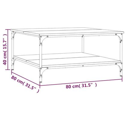 Couchtisch 80x80x40 cm verarbeitetes Holz geräucherte Eichenfarbe