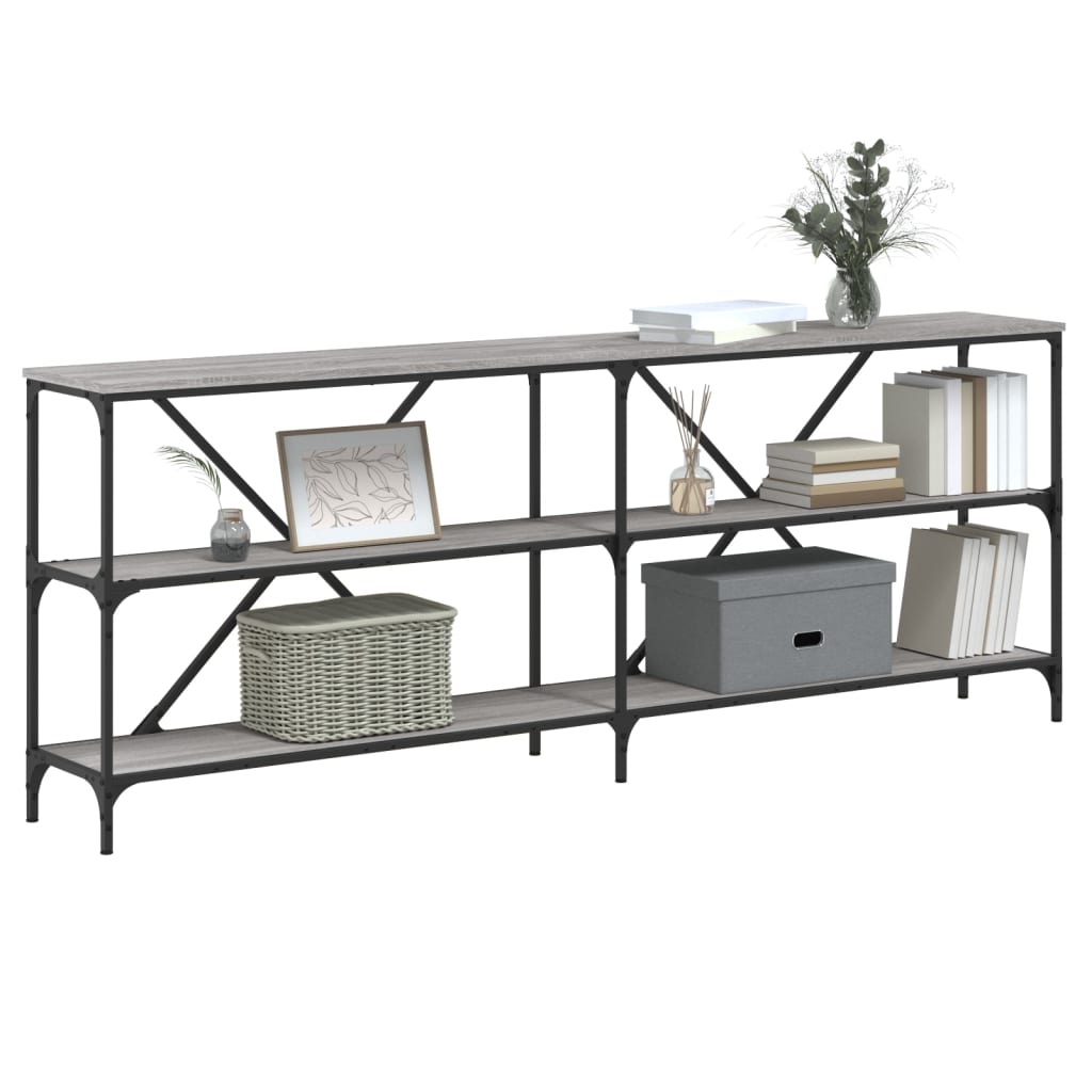 Wandtisch 200x30x75 cm verarbeitetes Holz und eisengraue Sonoma-Eiche