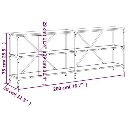 Wandtisch 200x30x75 cm verarbeitetes Holz und eisengraue Sonoma-Eiche