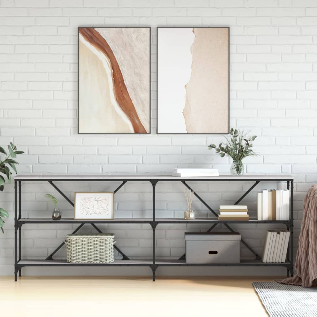 Wandtisch 200x30x75 cm verarbeitetes Holz und eisengraue Sonoma-Eiche