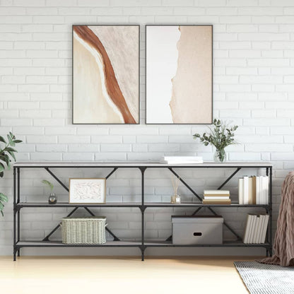 Wandtisch 200x30x75 cm verarbeitetes Holz und eisengraue Sonoma-Eiche