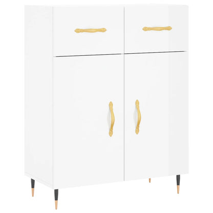 Sideboard 69,5x34x90 cm verarbeitetes Holz Hochglanz weiß