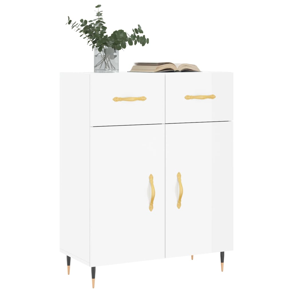 Sideboard 69,5x34x90 cm verarbeitetes Holz Hochglanz weiß