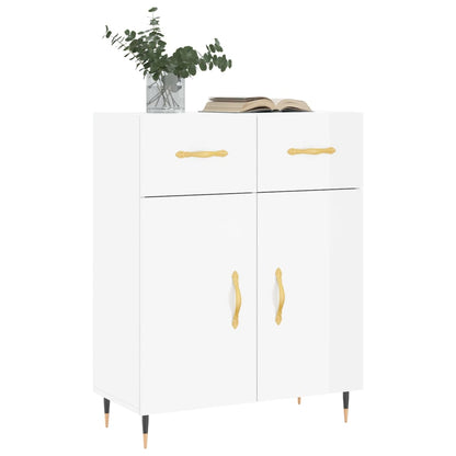 Sideboard 69,5x34x90 cm verarbeitetes Holz Hochglanz weiß