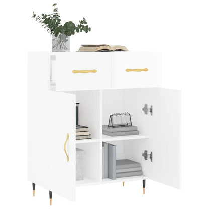 Sideboard 69,5x34x90 cm verarbeitetes Holz Hochglanz weiß
