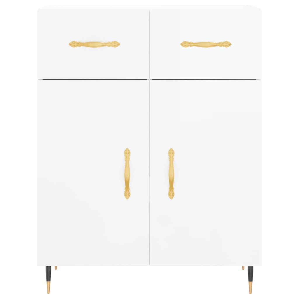 Sideboard 69,5x34x90 cm verarbeitetes Holz Hochglanz weiß