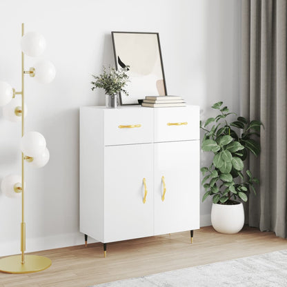 Sideboard 69,5x34x90 cm verarbeitetes Holz Hochglanz weiß