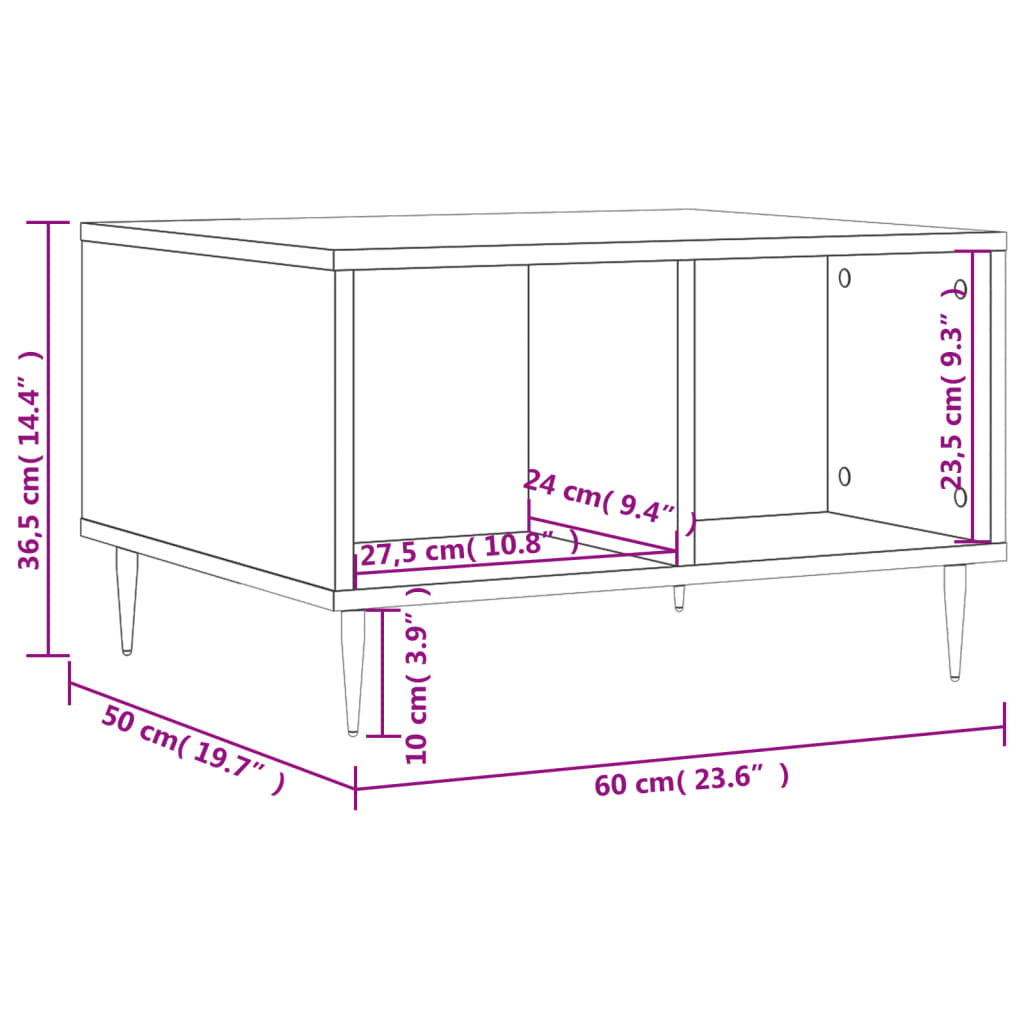 Couchtisch 60x50x36,5 cm verarbeitetes Holz weiß