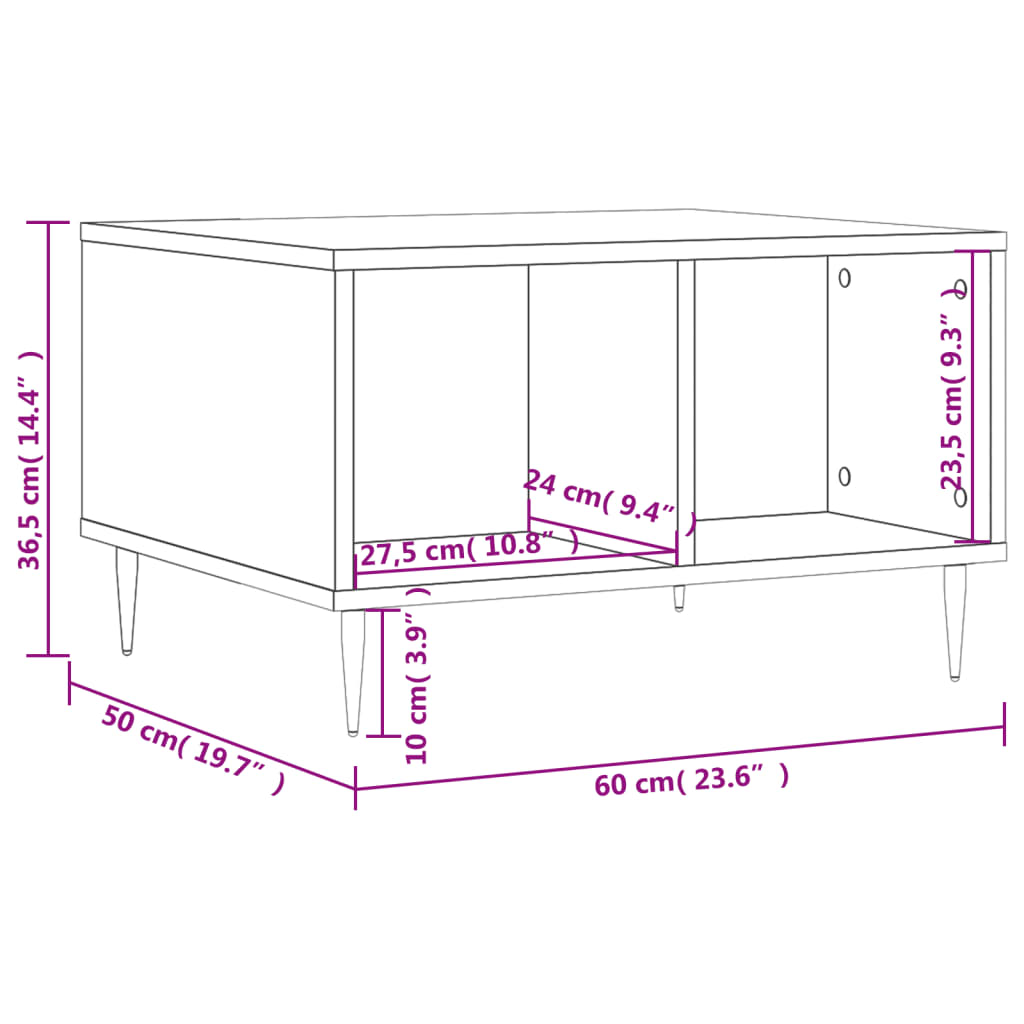 Couchtisch 60x50x36,5 cm verarbeitetes Holz Sonoma Eiche Farbe
