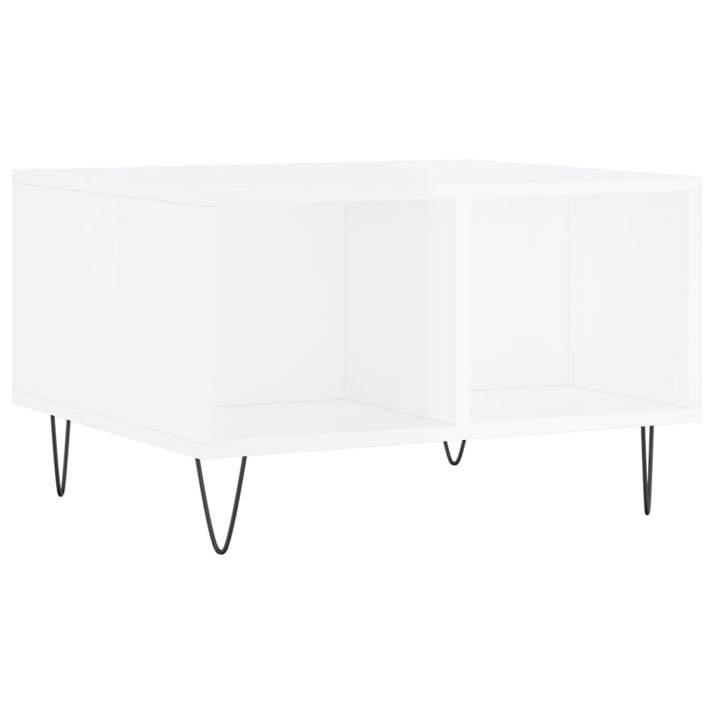Couchtisch 60x50x36,5 cm verarbeitetes Holz Hochglanz weiß