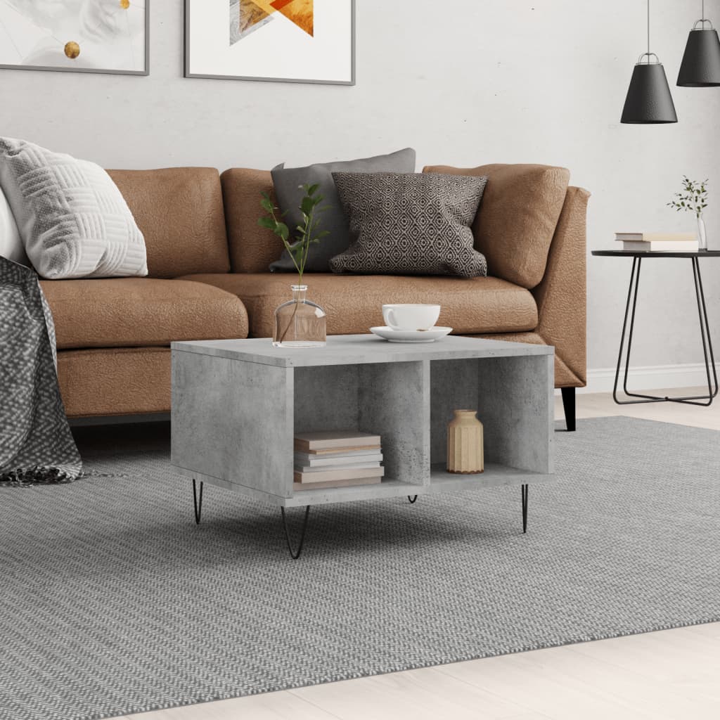 Couchtisch 60x50x36,5 cm verarbeitetes Holz Betongrau