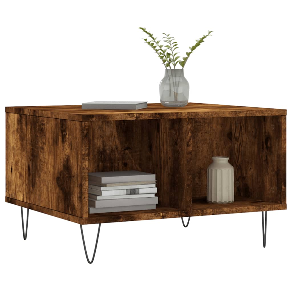 Couchtisch 60x50x36,5 cm verarbeitetes Holz in geräucherter Eichenfarbe
