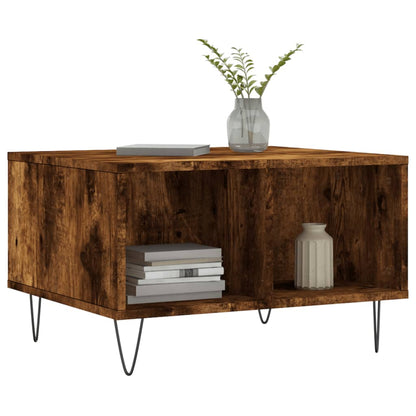 Couchtisch 60x50x36,5 cm verarbeitetes Holz in geräucherter Eichenfarbe