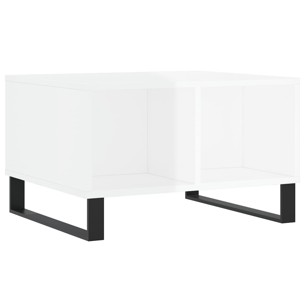 Couchtisch 60x50x36,5 cm verarbeitetes Holz Hochglanz weiß