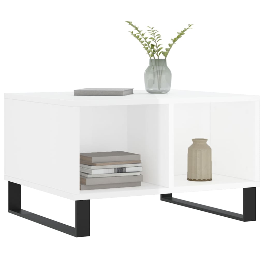 Couchtisch 60x50x36,5 cm verarbeitetes Holz Hochglanz weiß