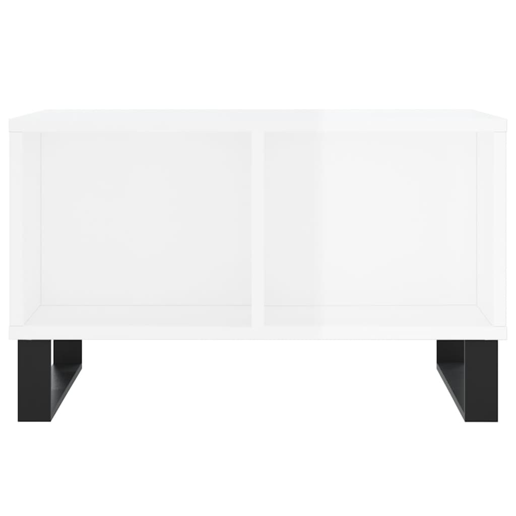 Couchtisch 60x50x36,5 cm verarbeitetes Holz Hochglanz weiß