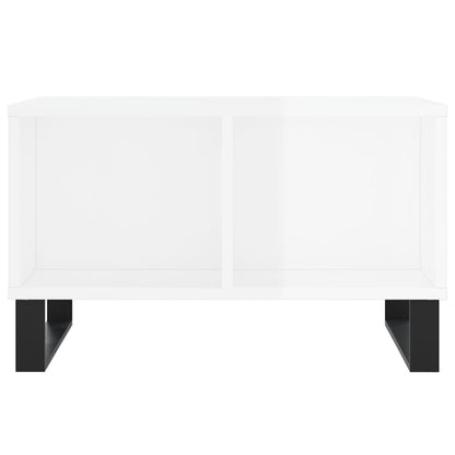 Couchtisch 60x50x36,5 cm verarbeitetes Holz Hochglanz weiß