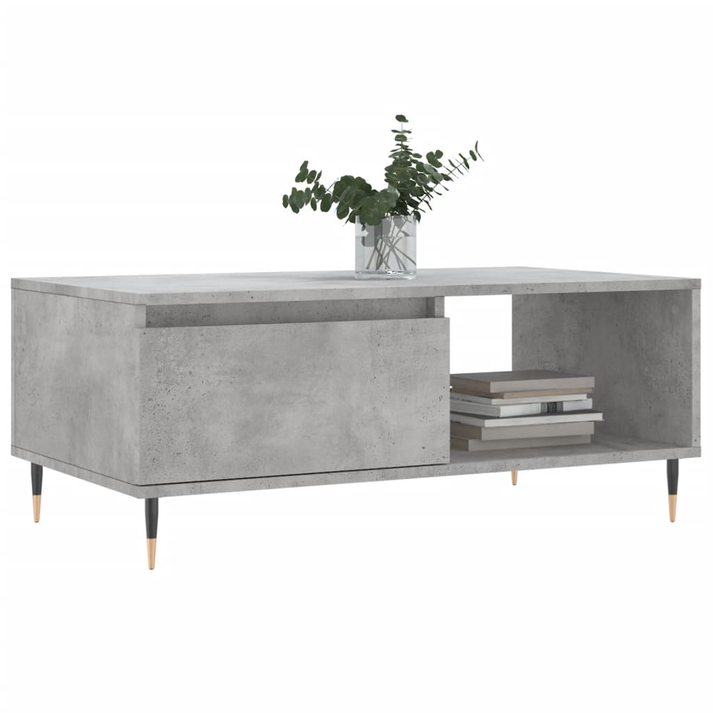 Couchtisch 90x50x36,5 cm verarbeitetes Holz Betongrau