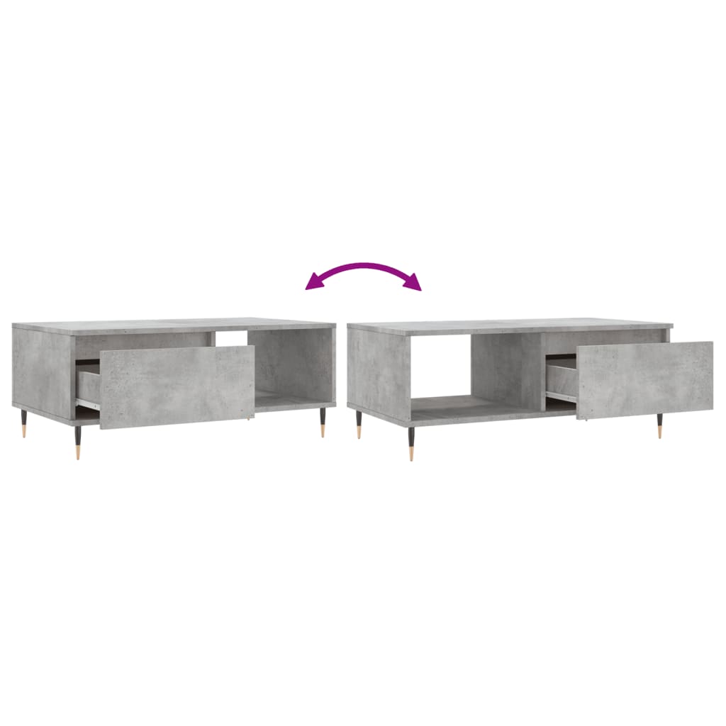 Couchtisch 90x50x36,5 cm verarbeitetes Holz Betongrau