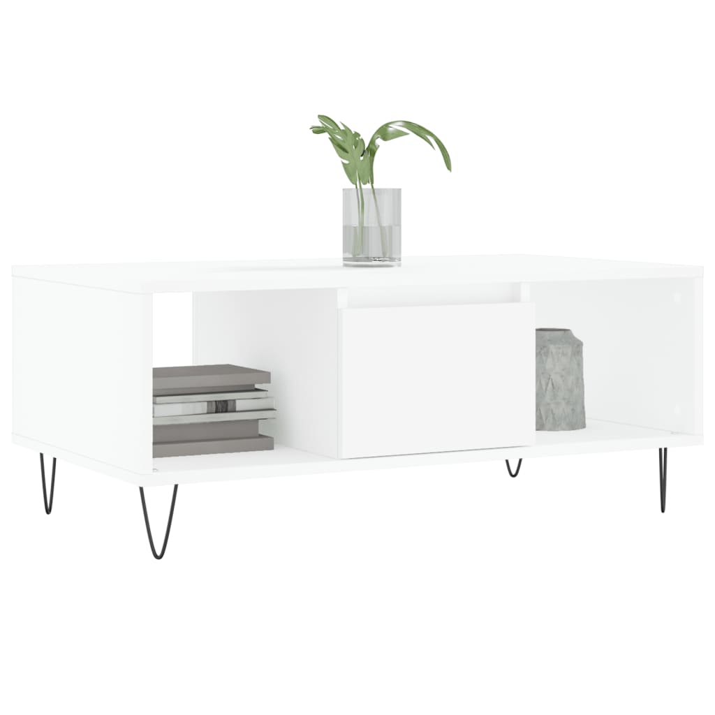 Couchtisch 90x50x36,5 cm verarbeitetes Holz weiß