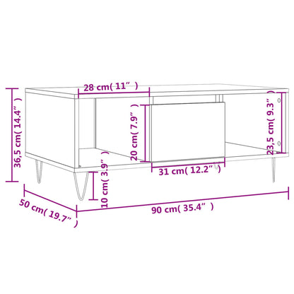 Couchtisch 90x50x36,5 cm verarbeitetes Holz weiß