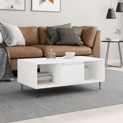Couchtisch 90x50x36,5 cm verarbeitetes Holz weiß