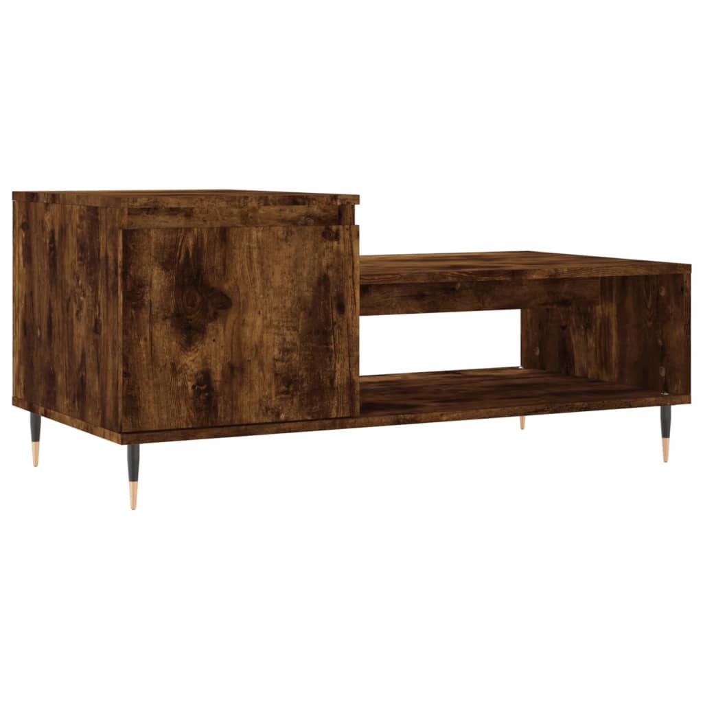 Salontafel 100x50x45 cm bewerkt hout gerookt eikenkleurig