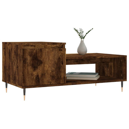 Salontafel 100x50x45 cm bewerkt hout gerookt eikenkleurig