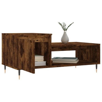 Salontafel 100x50x45 cm bewerkt hout gerookt eikenkleurig